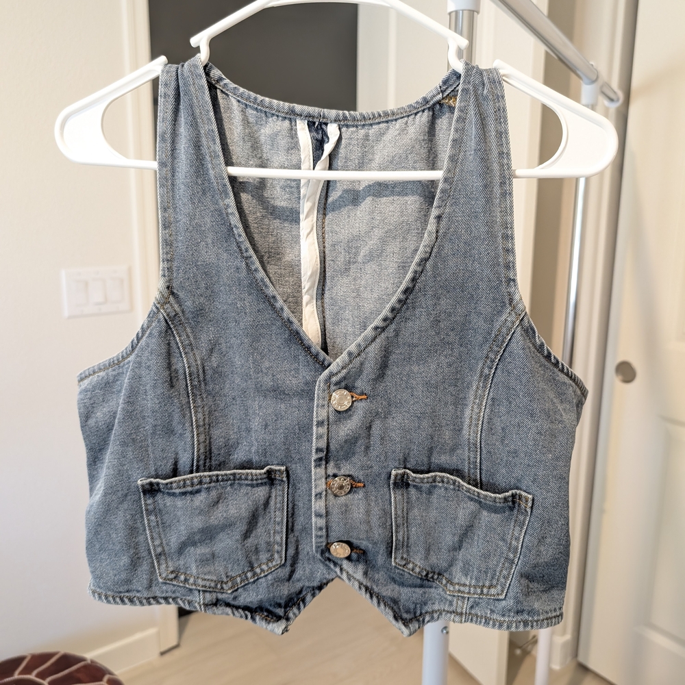 Denim Button-Up Vest